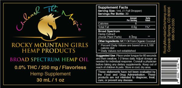 Rocky Mountain Girls CBD Hemp Products - CBD Tincture Label - 1000mg