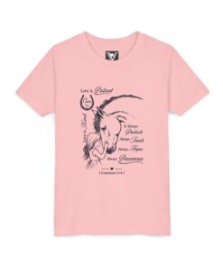 Youth Horse Tee — 'Love is Patient' Inspirational Shirt with Camelio Ang ll