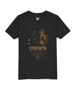 Youth Tee — "STRENGTH" Black Stallion, Camelio ANG ll: Horse of Kings Kids' Vintage Graphic Shirt
