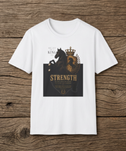 Strength Black Stallion T‑Shirt — 'Heart of a King' Camelio ANG II Graphic Tee